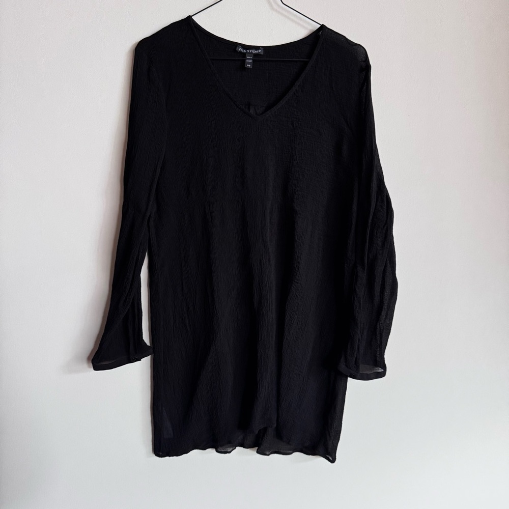 Silk Eileen Fisher Black LS Sleeve Relaxed Tunic